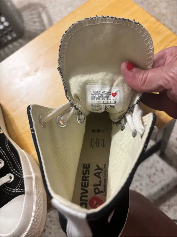 Comme des Garçons PLAY x Converse Chuck 70 high-top sneakers in black. - Image 6