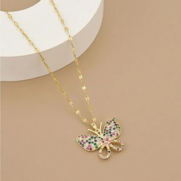 Elegant Gold Butterfly Pendant Necklace - Image 2