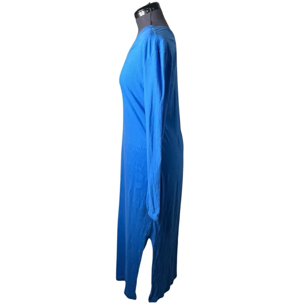 Free People Beach Bright Blue Long Sleeve One Shoulder Evangeline Midi Dress - Image 3