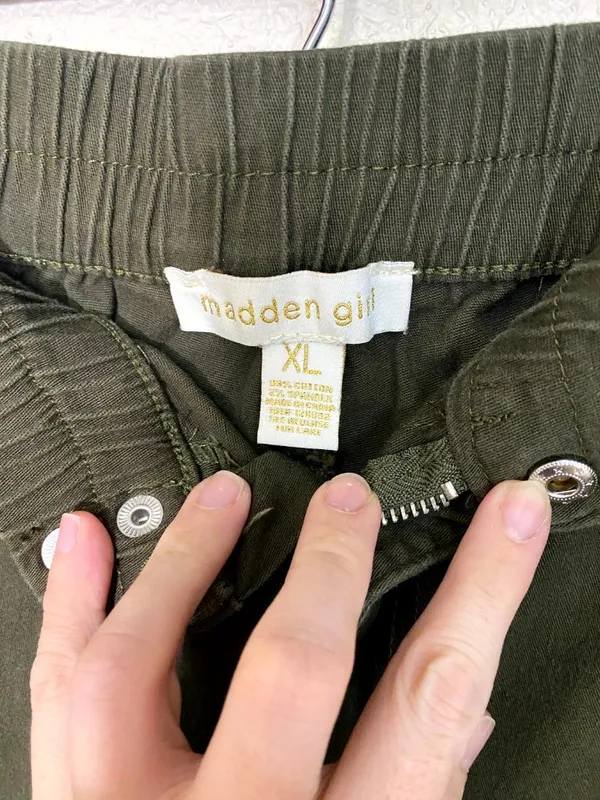 Madden Girl Womens Cargo Jogger Pants Olive Green Size XL - Image 6