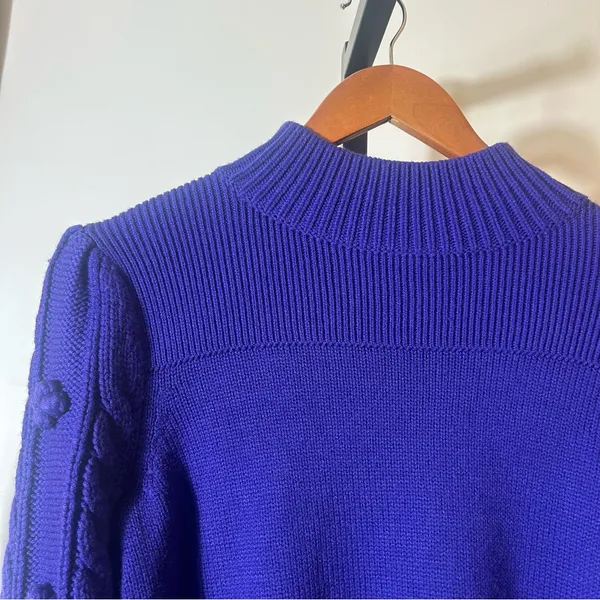 Anthropologie Maeve Kiara Textured Mock Neck Sweater‎ Merino Wool Purple Size XS - Image 4