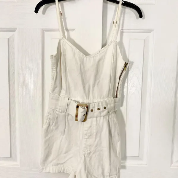 Show me your mumu Sloane Romper Seasalt 100% Cotton Belted Short Jumpsuit S - Image 2