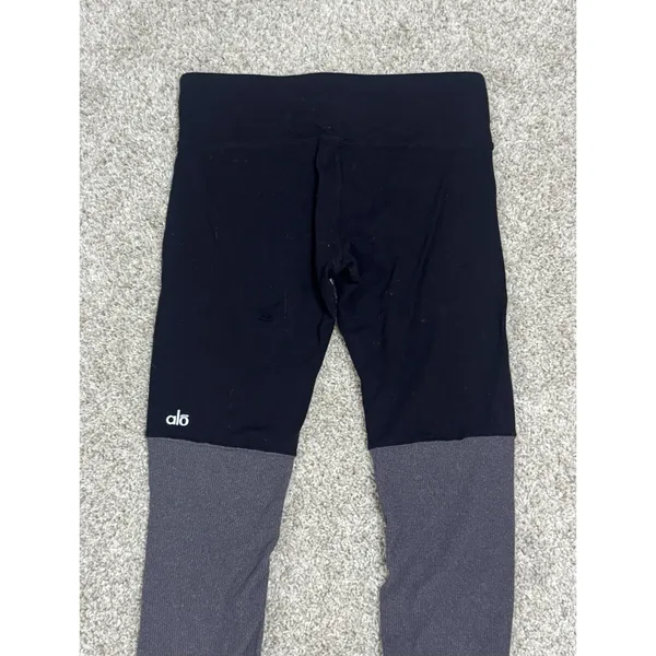 Alo Yoga Goddess Ribbed Leggings Black Charcoal Colorblock Size M - Image 10