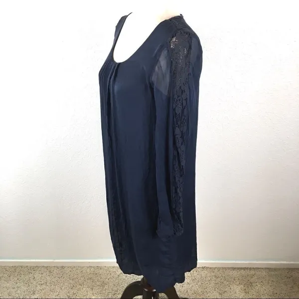 NWT Carla Conti navy silk & lace dress XS‎ - Image 2