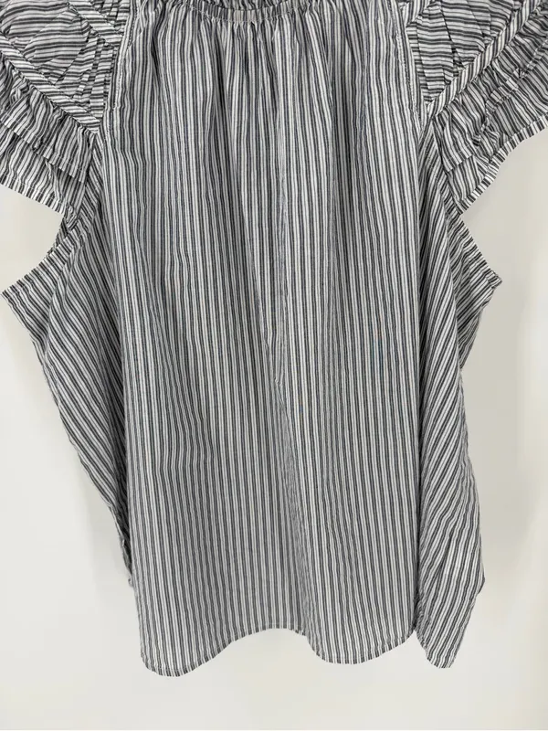 J.CREW Striped Flutter Sleeve Blouse 100% Cotton Blouse Top - Image 4