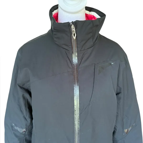 Spyder Duck Down Winter Jacket Black Shell Pink Interior Womens Size 10 Medium - Image 4
