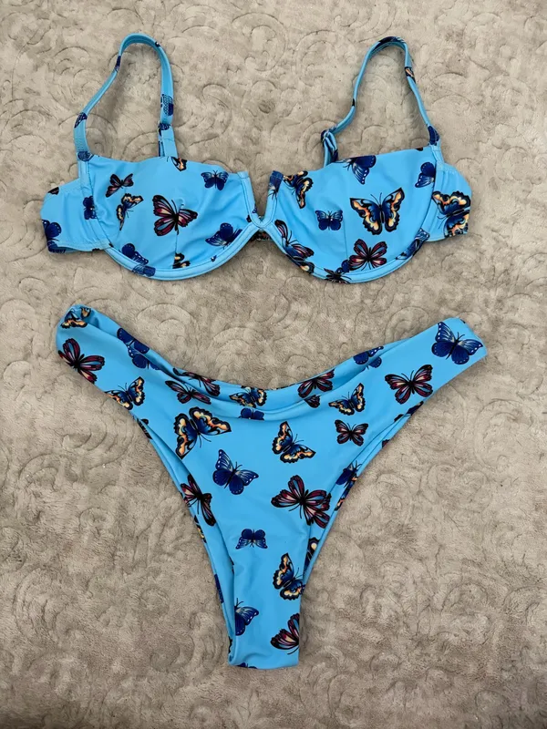 New Butterfly Bikini Set Blue Size M - Image 2