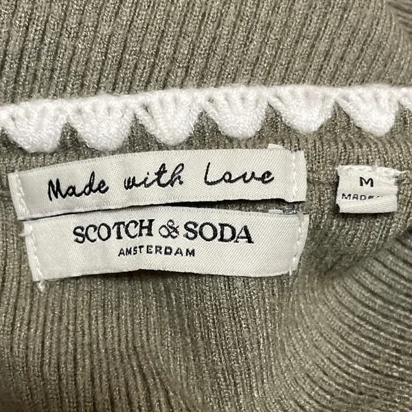 Scotch & Soda Women's Green Ribbed Knit Stitch Trim Sleeveless Tank Top Size M - Image 4
