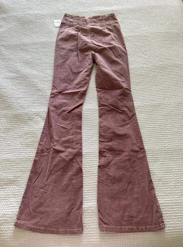 Jayce Cord High Rise Flare Pants In Mauve dusty rose FIG - Image 5