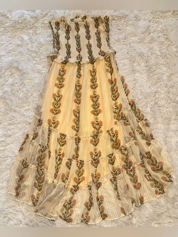 NEW Free People Alejandra Smocked Bodice Tiered Sundress cloud combo sz L - Image 6