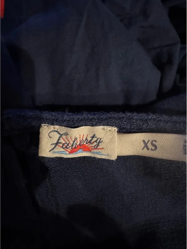 Faherty Navy Blue Midi Dress with Smocked Waist, Size XS - Image 5
