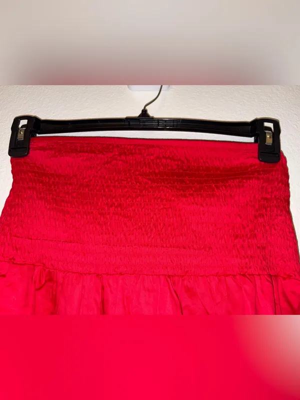 NWOT Wild Fable Red Smocked Maxi Skirt Side Slit Boho Summer XS - Image 4