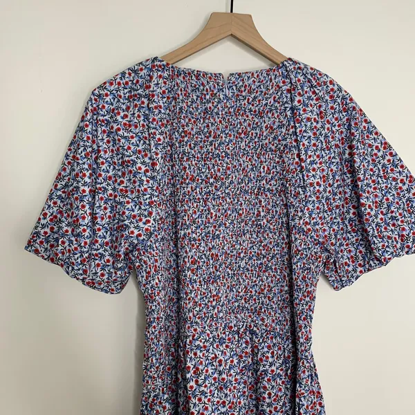 J. Crew Meadow Floral Smocked Midi Dress Cottagecore Prairie Modest Womens XL - Image 7