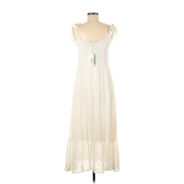 NWT Reformation Nikita Midi in Ivory Tank Tie Straps Flounce Hem Dress 8 - Image 10