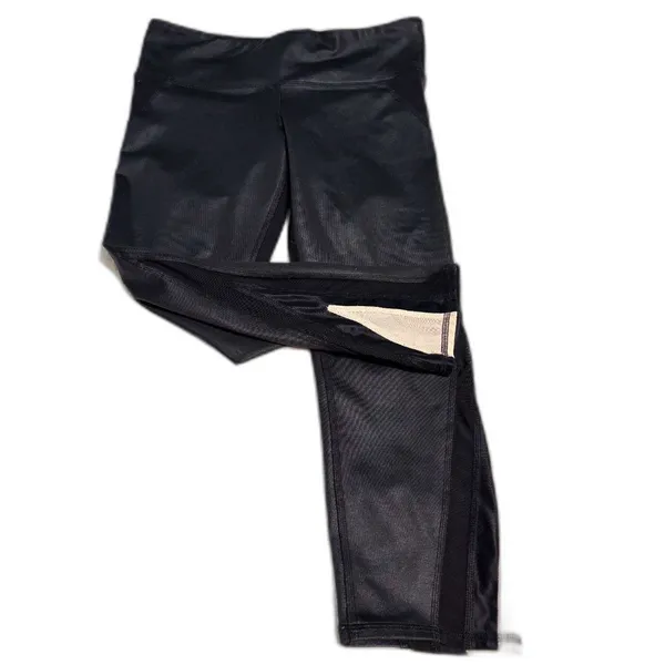 Alo Yoga Black Cropped Leggings Mesh Panel Athletic Capri Pants Women’s S/M - Image 5