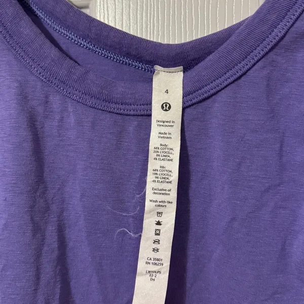 Lululemon Classic Fit Cotton Blend Scoop Dress Size 4 Purple Linen Tank Shirt - Image 4