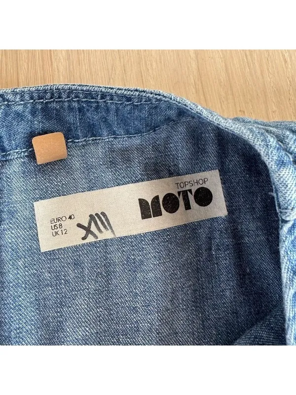 Topshop Moto Denim Blue Dress With Zipper Size 8 - Image 2