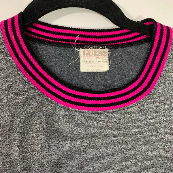 Vintage GUESS Crew Neck Sweatshirt Gray‎ Rainbow Logo 1989 - OS see measu… - Image 6