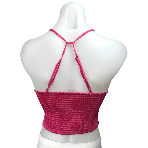 Free People Right On Time Pink Sleeveless Smocked Cami Camisole Crop Tank Top M - Image 6