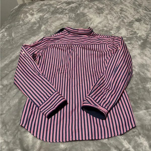 Ralph Lauren Navy and Pink Striped Shirt - Image 2