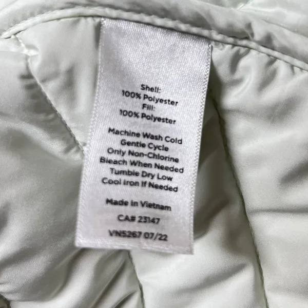 T‎ by Talbots Packable Puffer Jacket XL Mint Green Chevron Quilted Zip Up EUC - Image 7