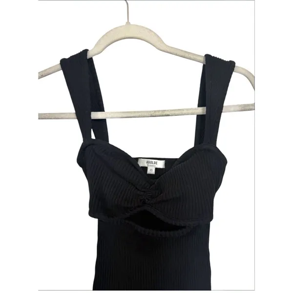 Agolde Women Sz XS Black Isla Cut Out Ribbed Sweetheart Neck Tank Organic Cotton - Image 2