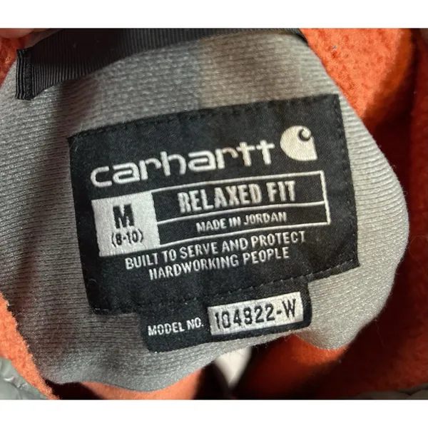 Carhartt Womens Relaxed Fit Fleece Pullover M Orange Snap Front Sherpa - Image 6