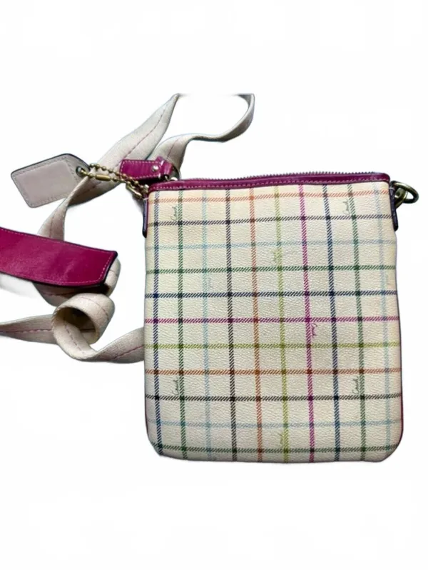 Coach Heritage Plaid Crossbody Bag with Pink Varsity Stripe Trim - Image 3