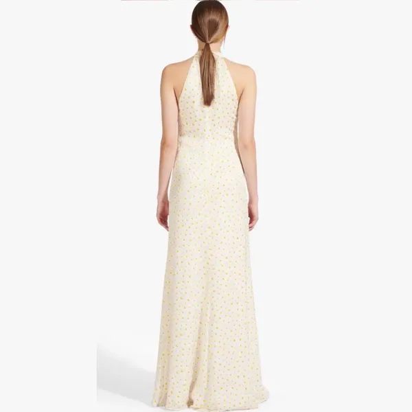 NWOT STAUD Coastal Daisy Ruched Halter Maxi Dress in Yellow - Image 7