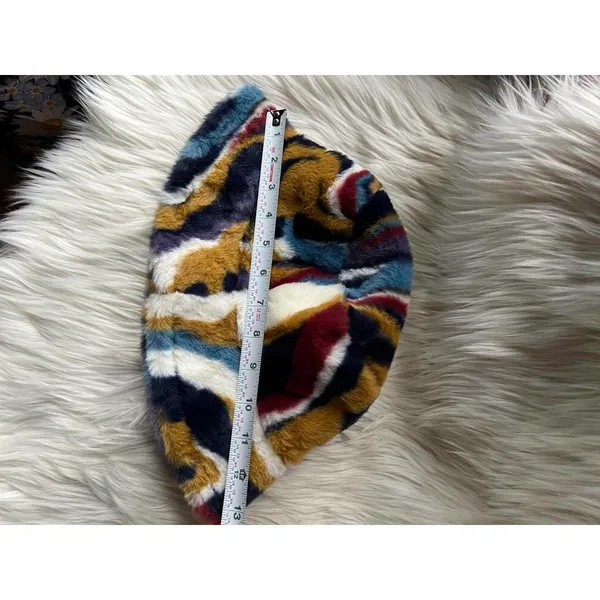 Vibrant Multi-Color Faux Fur Bucket Hat - Image 3