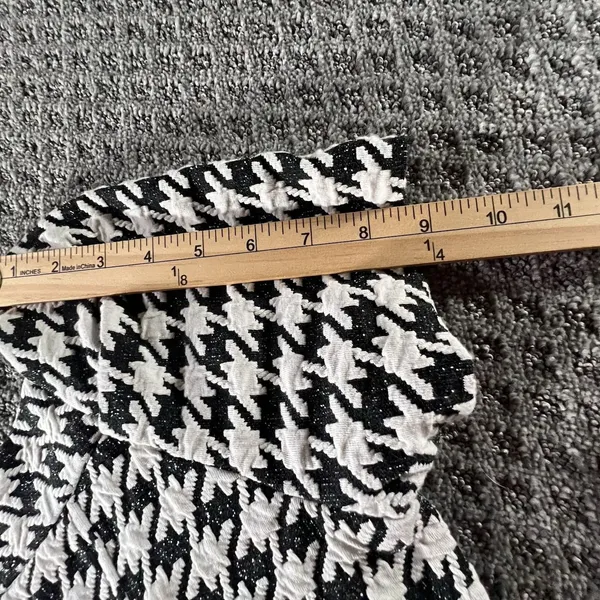 Chris‎ McLaughlin Houndstooth Sheath Dress Black White Short Sleeve Size 6 Retro - Image 11
