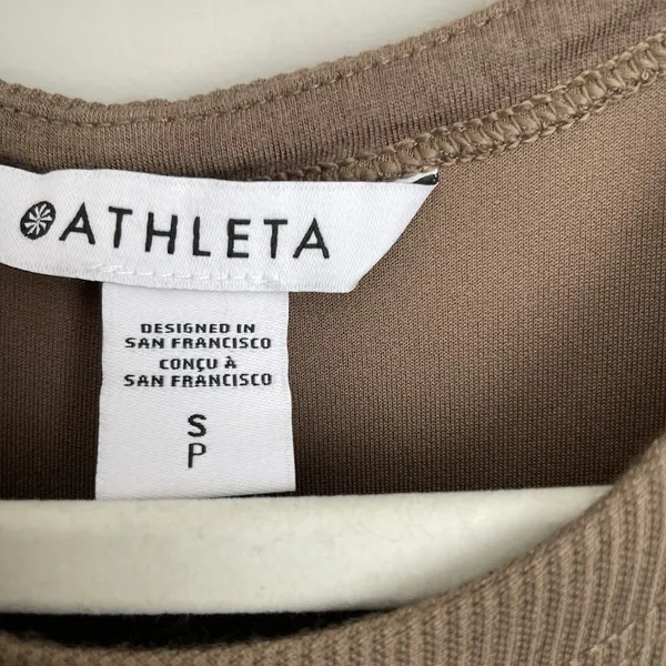 Athleta Size S Signature Rib Dress Sleeveless Modal Blend Athleisure Beige - Image 3