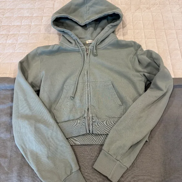 Brandy Melville John Galt Pale Green Crystal Hoodie - Image 2