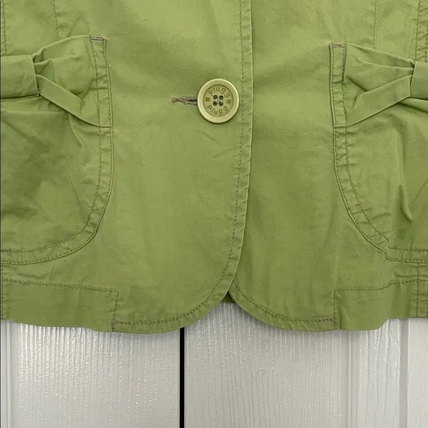 Plugg Light Green Cotton Blazer with Bow Pocket Accents - Image 8