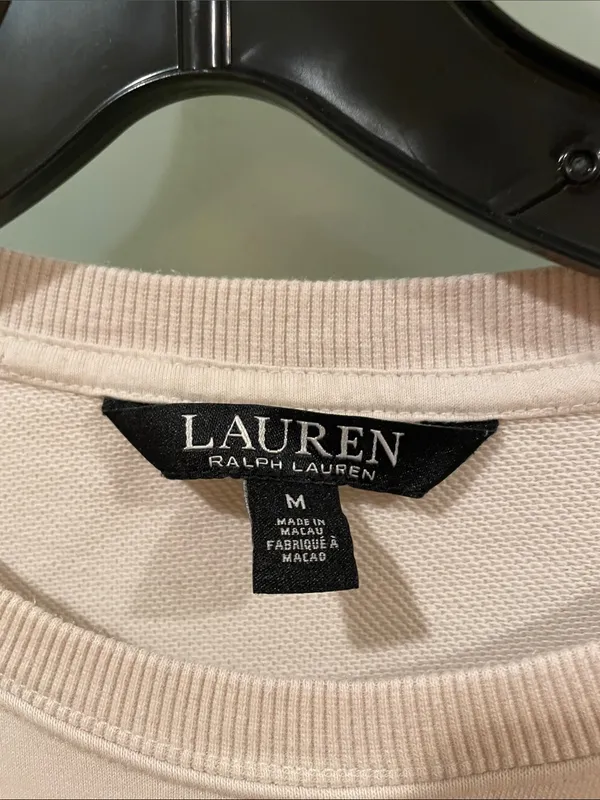 Ralph Lauren Cream Crewneck with Tan Geometric Graphic - Image 2
