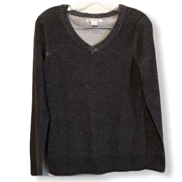 Cutter & Buck Dark Gray V-Neck Knit Sweater Classic‎ Soft - Image 2