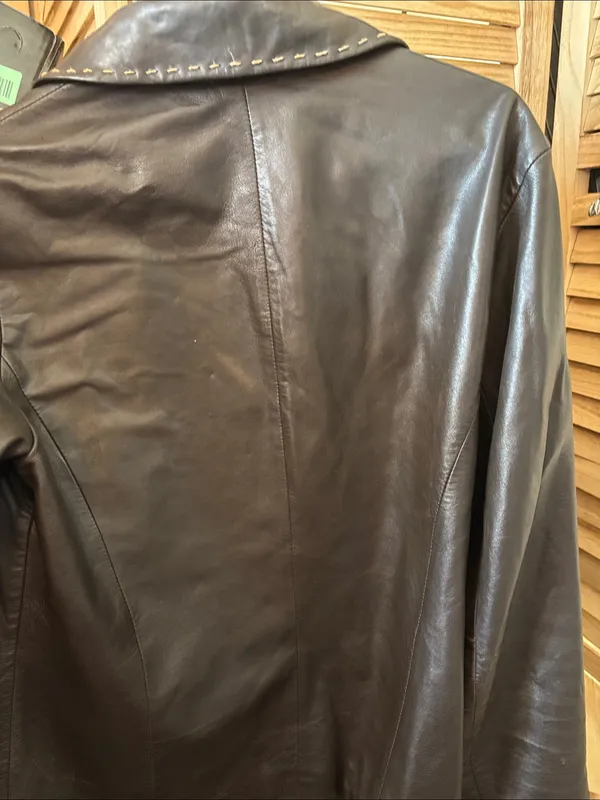 Caslon Classic Women's Lambskin Leather Jacket with Contrast Stitching Medium - Image 7