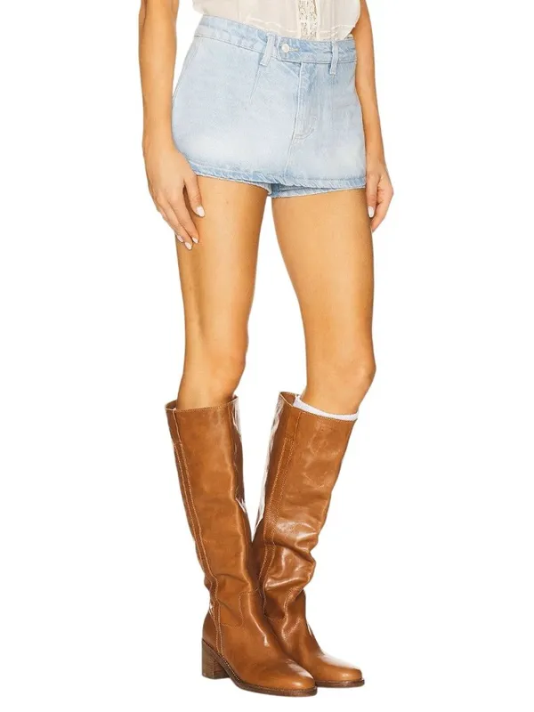 Free People Galivanting Skort in Aegean 26 New Womens Denim Jean Skirt Shorts - Image 2