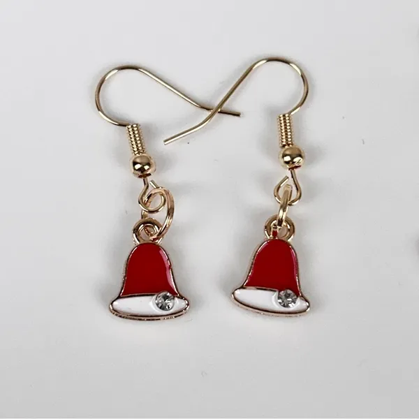 3 Pairs of Christmas Hook Earrings, Reindeer, Bell, Santa Claus, New! - Image 2