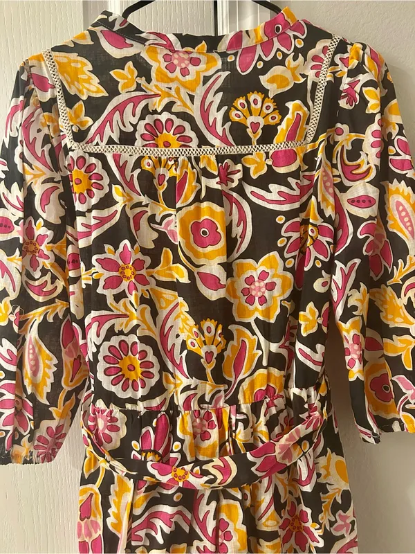 Umgee Women's Black Floral Print Dress with Tie Waist - Image 4