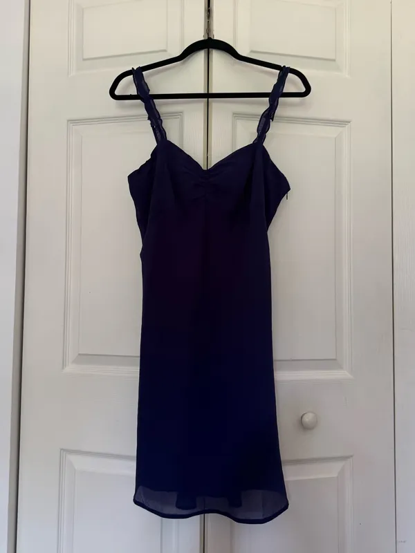 NWT Urban Outfitters Johnson Ruffle Mini Dress Navy Blue Chiffon Size XL - Image 3