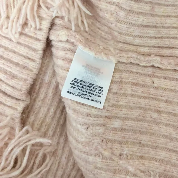By ANTHROPOLOGIE Josey Fringe Sweater Marled Pink Pink Crew Neck Wool Small - Image 12