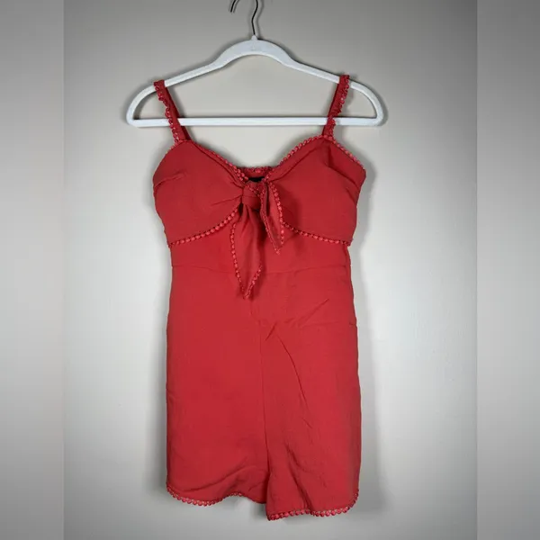 Majorelle Joyce Linen Blend Romper in Red Sz S EUC Summer Sexy Beachy Date - Image 5