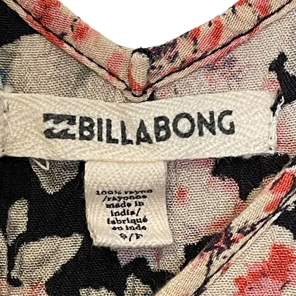 Billabong Button‎ Up Blouse Size Small Multi Color Floral Rayon Womens LS - Image 7
