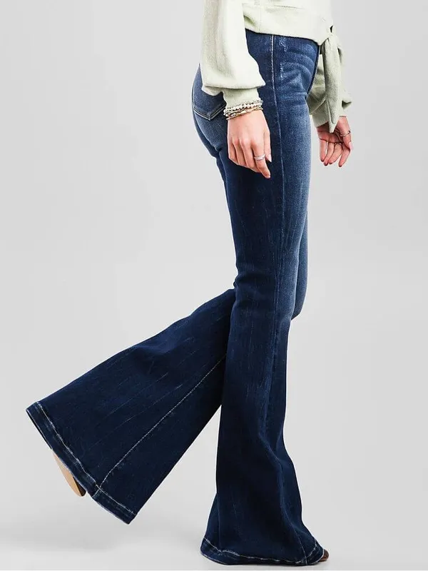 Kancan Ultra High Rise Super Flare Diana Distressed Denim‎ Jeans - Image 2