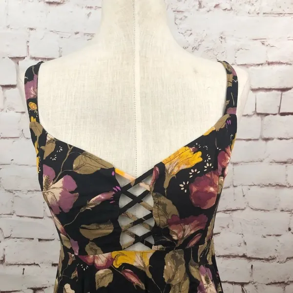 Free People Intimately Black‎ Floral Chemise Dress - Image 2