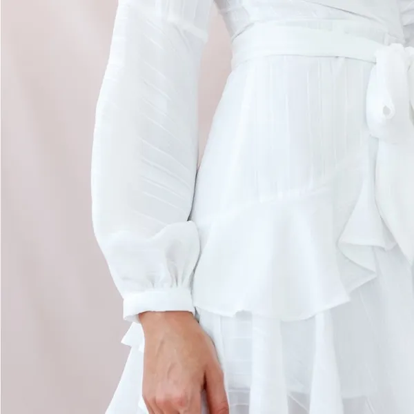 Kerry Layered Balloon Sleeve Dress White - Image 3