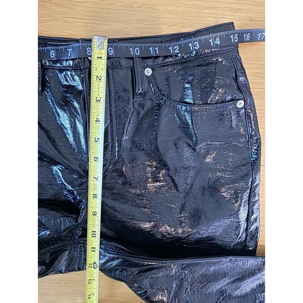 J.Crew Black Patent Faux Leather High Rise Straight Pants Size 28 edgy Y2K goth - Image 6