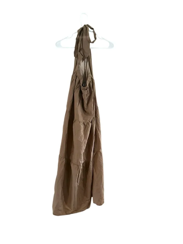 Women's Theory Petite Maxi Dress Brown Tiered Halter Neck - Image 11