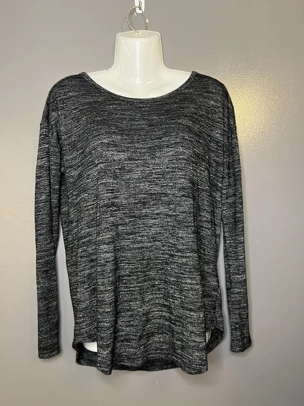 Gap Shirt Womens Petite Small Charcoal Gray Boat Neck Long Sleeve Stretch Top - Image 2